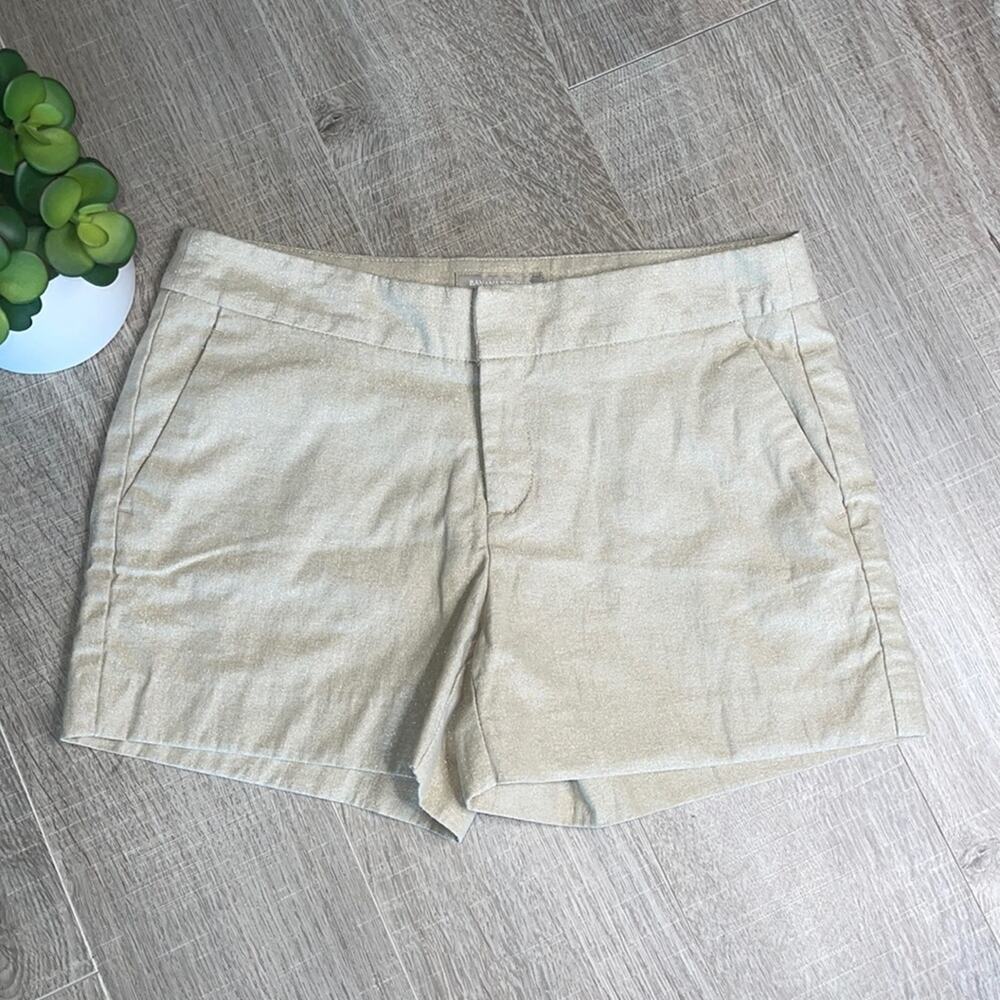 NWT BANANA REPUBLIC Metallic Cream Medium Rise Casual Summer Shorts